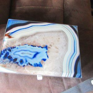 Nicole Miller Blue Agate Jewelry, Keepsake Box.